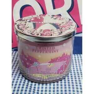 BBW Twisted Peppermint Large 3 Wick Candle Holiday Home Fragrance Decor